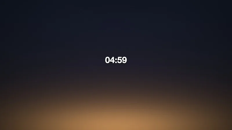 A contagem regressiva no telão antes do culto.